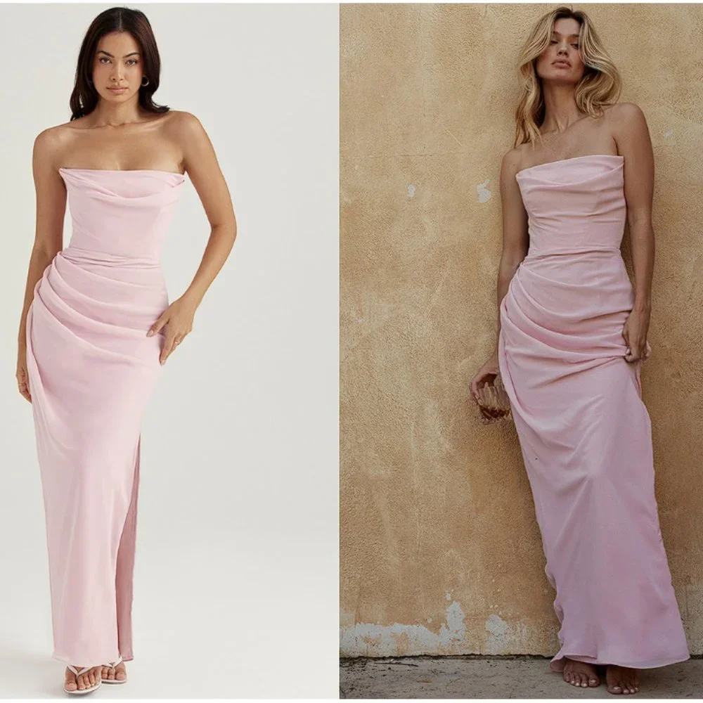 HOUSE OF CB 'Adrienne' Pink Quartz Strapless Gown NWOT - Picture 3 of 11